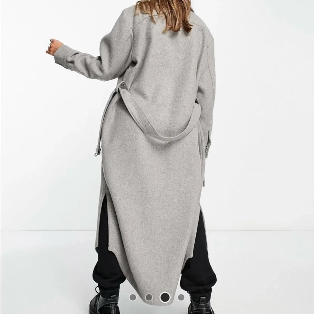 Topshop Gray longline belted utility coat size US 4 - Picture 3 of 9